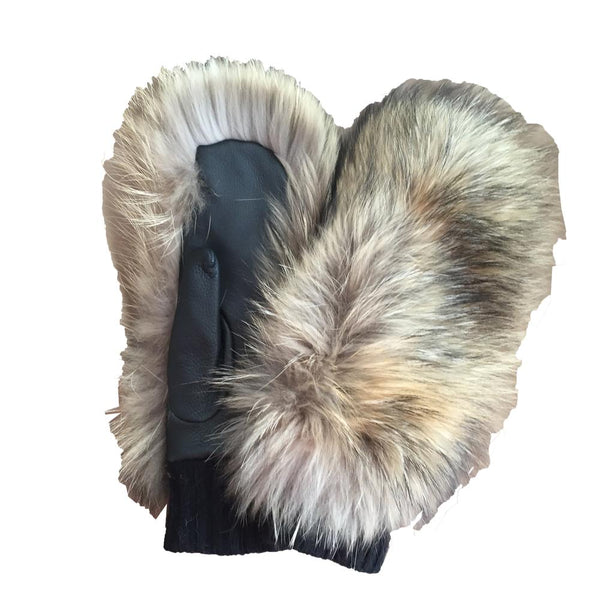 Gants en cuir de fourrure de raton laveur doublés de polaire pour femmes - Antoinella