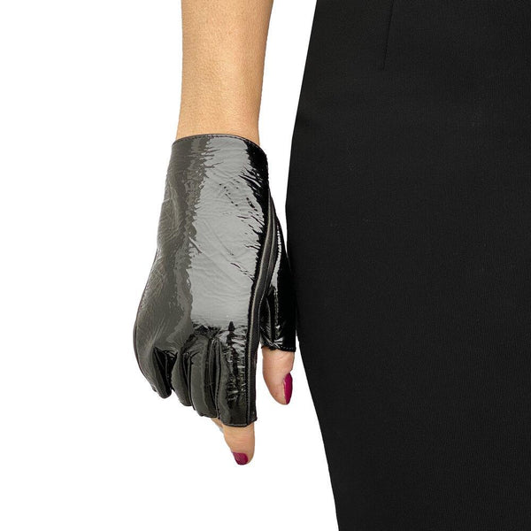 Gants en cuir classiques sans doigts pour femmes - manchette IB