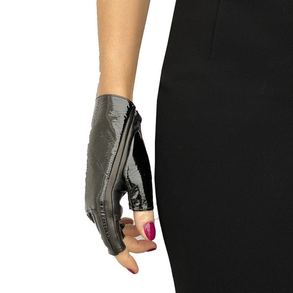 Gants en cuir classiques sans doigts pour femmes - manchette IB