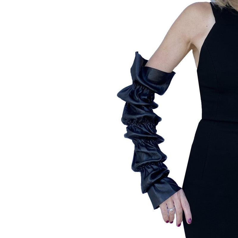 Gants en cuir sans doigts avec poignets froncés pour femmes - Julianne Fergie 30bt