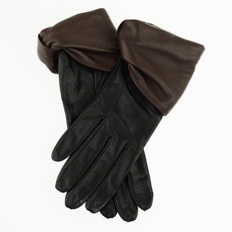 Gants Femme Cuir Contrasté Doublé Soie-Julie