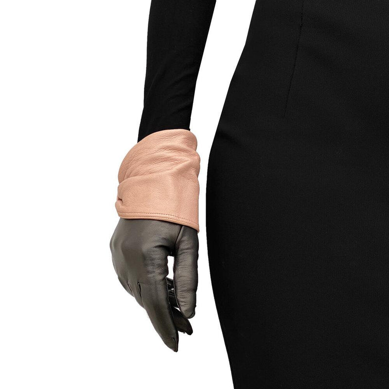 Gants Femme Cuir Contrasté Doublé Soie-Julie