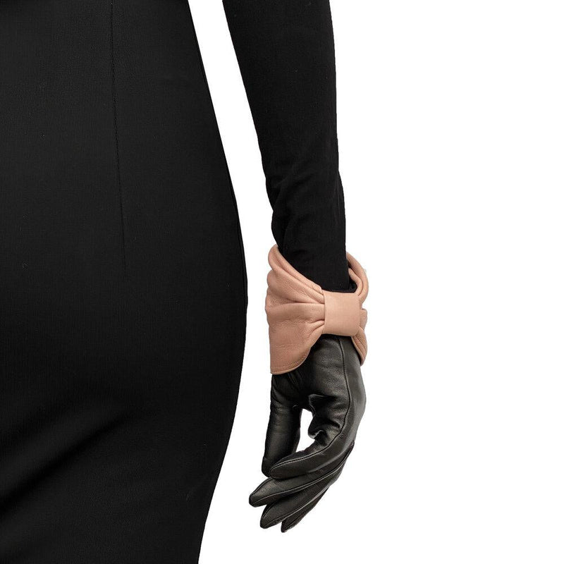 Gants Femme Cuir Contrasté Doublé Soie-Julie