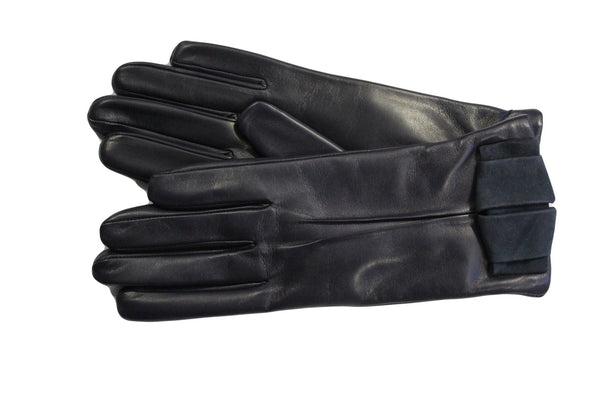 Gants en cuir doublés de cachemire pour femmes avec nœud en daim-Kate