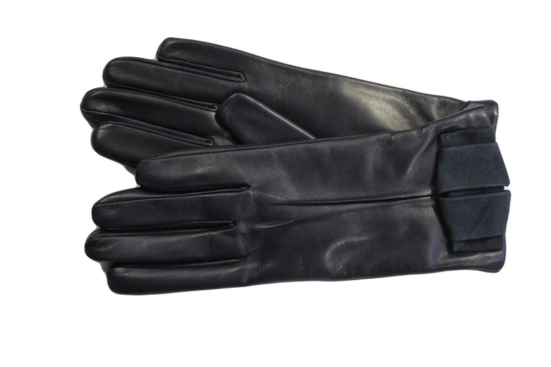 Gants en cuir doublés de cachemire pour femmes avec nœud en daim-Kate