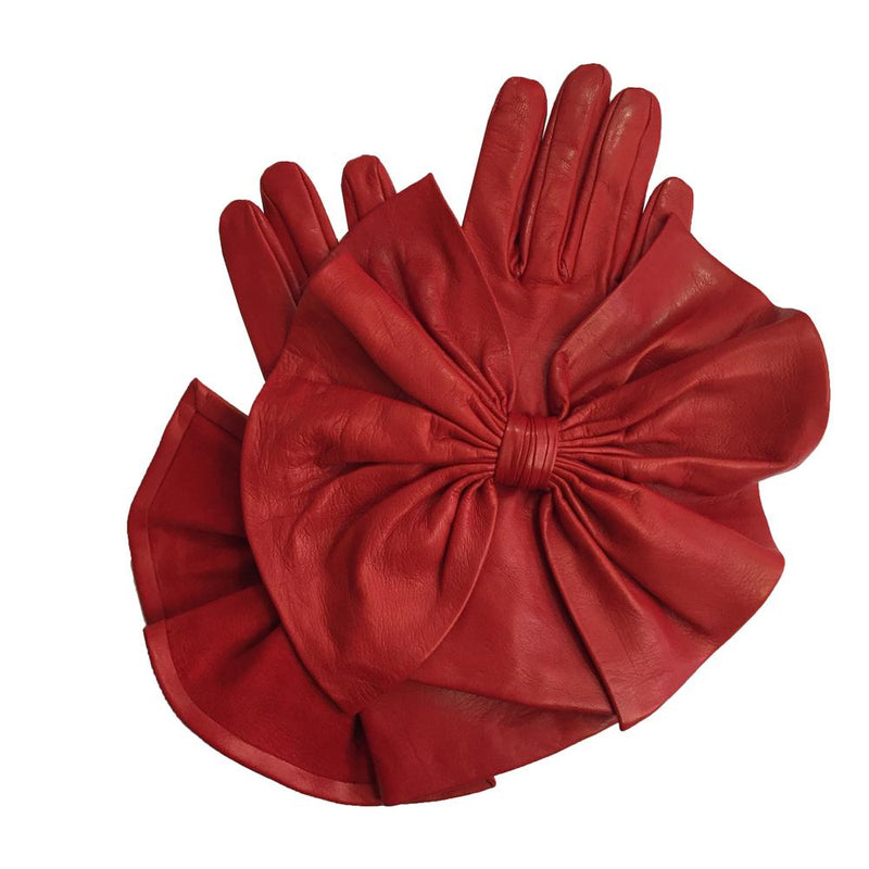 Gants en cuir de luxe pour femme avec nœud surdimensionné - Minnie Massive