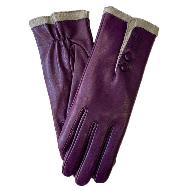 Gants en cuir doublés de fourrure pour femmes avec poignets contrastés-Maya 2