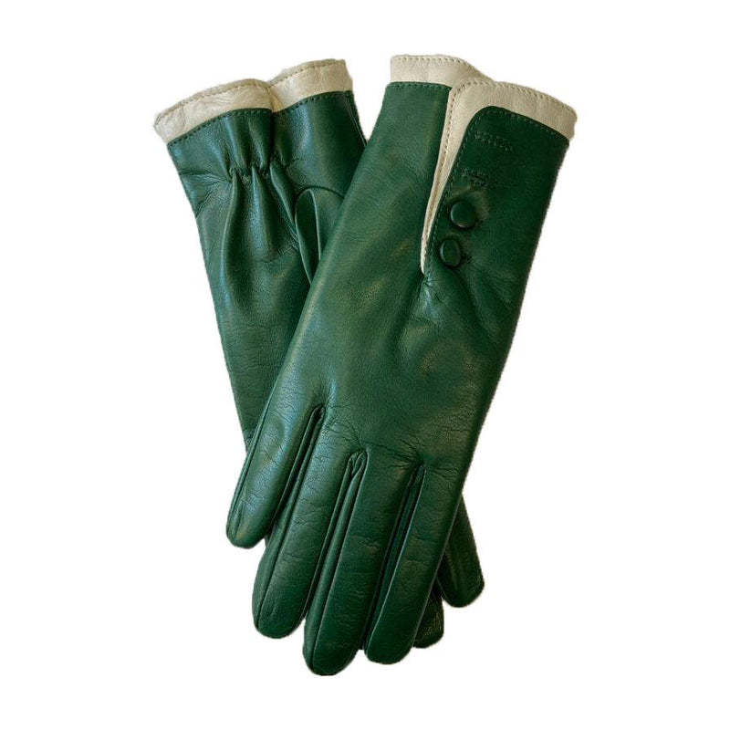 Gants en cuir doublés de fourrure pour femmes avec poignets contrastés-Maya 2