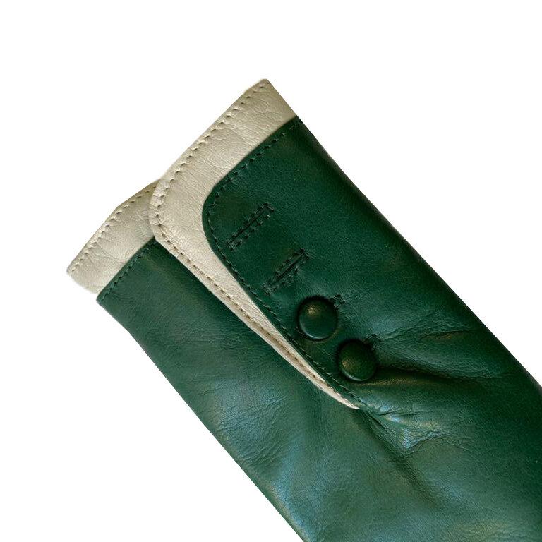 Gants en cuir doublés de fourrure pour femmes avec poignets contrastés-Maya 2