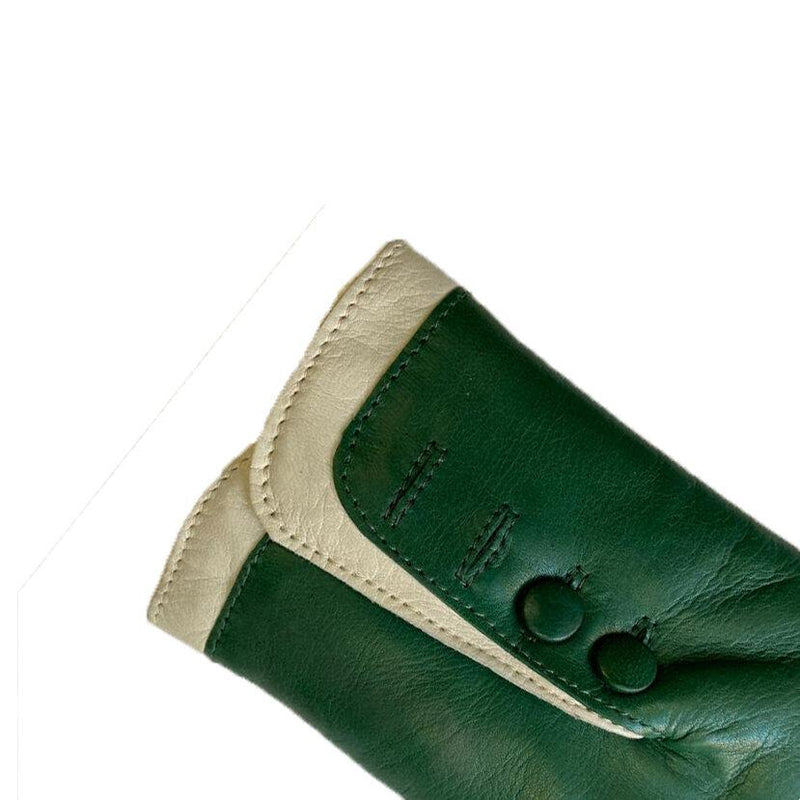 Gants en cuir doublés de fourrure pour femmes avec poignets contrastés-Maya 2