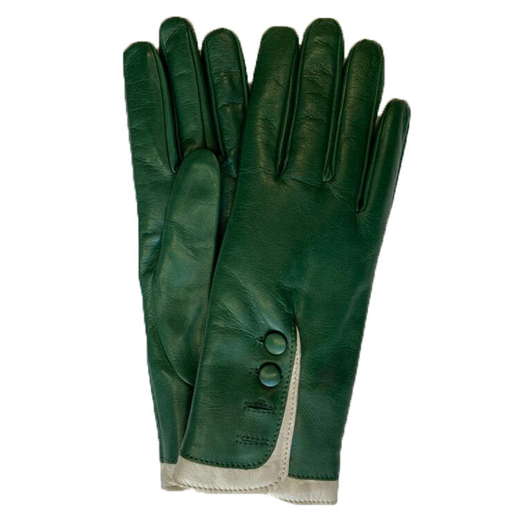 Gants en cuir doublés de fourrure pour femmes avec poignets contrastés-Maya 2