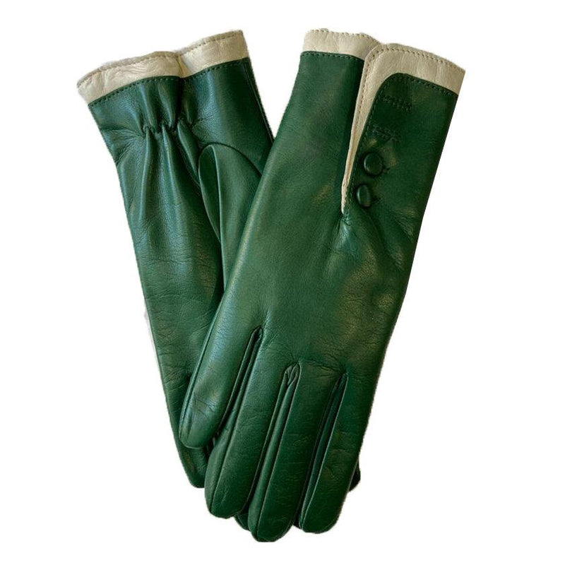 Gants en cuir doublés de fourrure pour femmes avec poignets contrastés-Maya 2