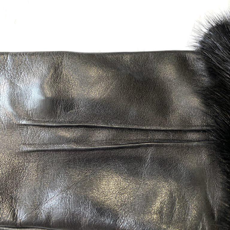 Gants Femme Cuir Doublé Soie Poignets Vison - Veronique Dart