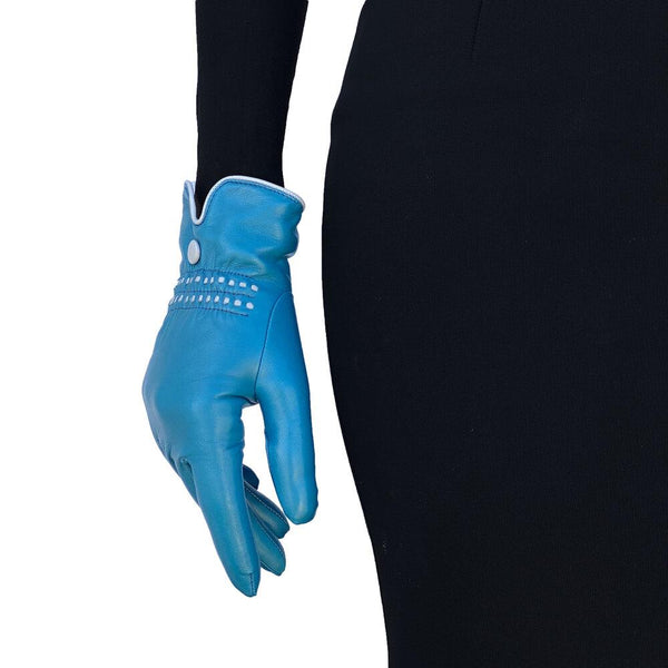 Gants Femme en Cuir Doublé Cachemire avec Détails Contrastés-Rosario 3