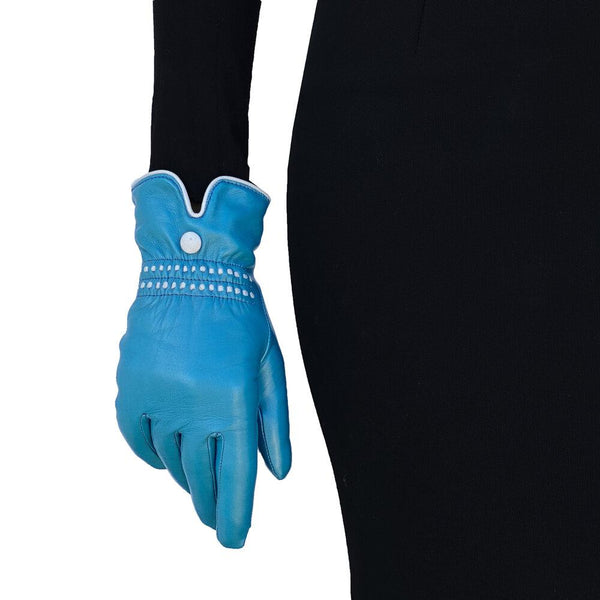 Gants Femme en Cuir Doublé Cachemire avec Détails Contrastés-Rosario 3