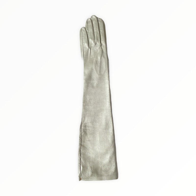 Gants d'opéra longs en cuir pour femmes - Montserrat Metallic 8bt