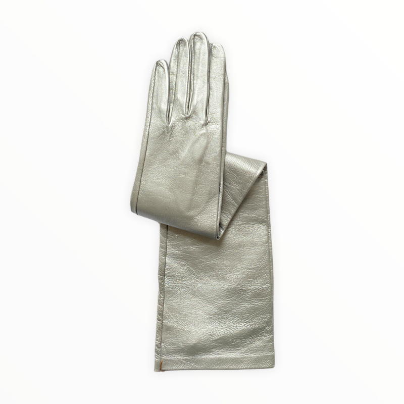 Gants d'opéra longs en cuir pour femmes - Montserrat Metallic 8bt