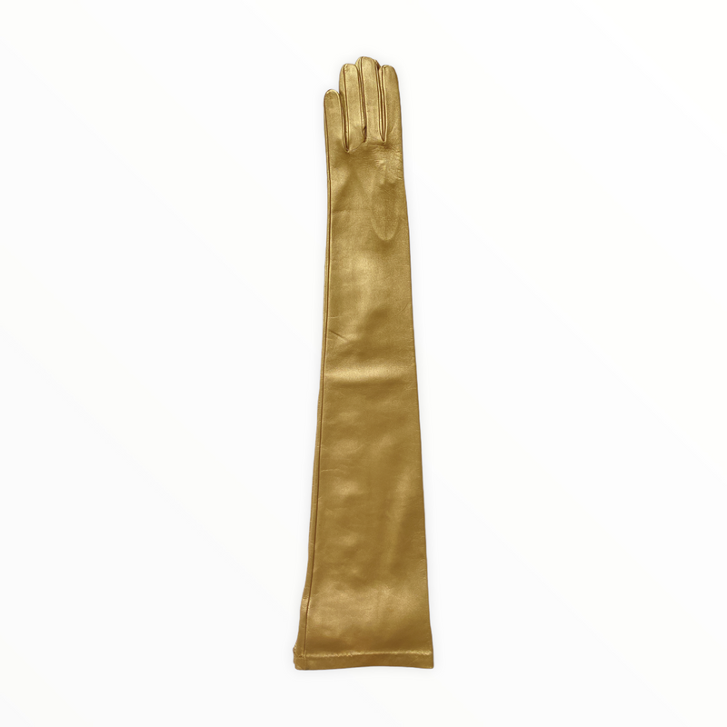 Gants d'opéra longs en cuir pour femmes - Montserrat Metallic 8bt