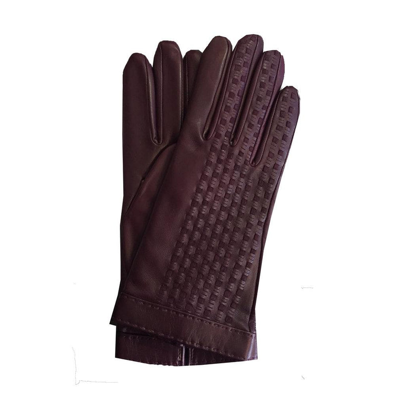 Gants en cuir avec détails en suède tissé doublés de cachemire pour femmes-Sorcha