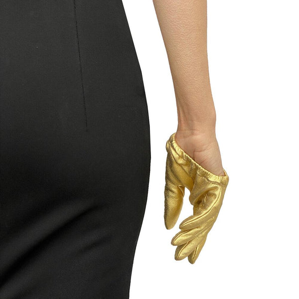 Gants en cuir doré pour femme - Stephanie Metallic