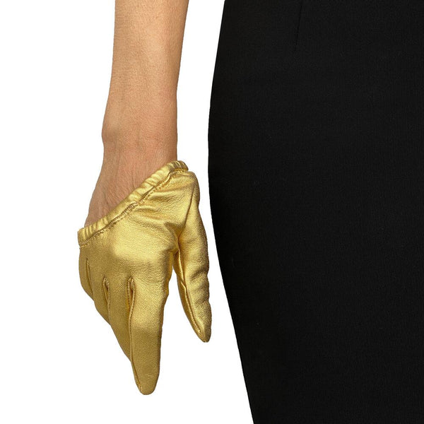 Gants en cuir doré pour femme - Stephanie Metallic