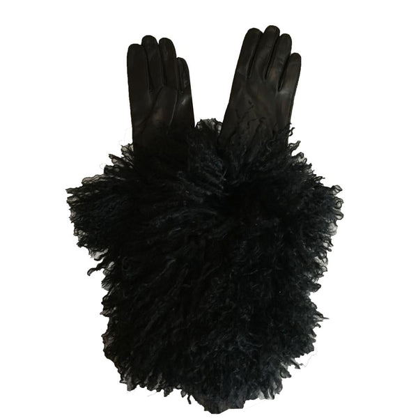 Gants en Cuir de Fourrure de Mongolie Longueur Coude Femme-Barbara