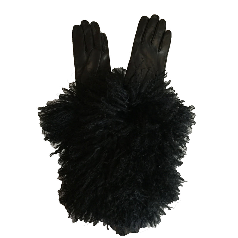 Gants en Cuir de Fourrure de Mongolie Longueur Coude Femme-Barbara