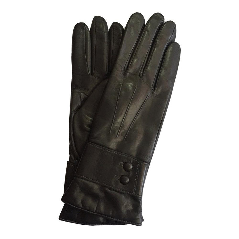 Gants Femme Cuir Doublé Cachemire Avec Bracelet Boutons.-Belle