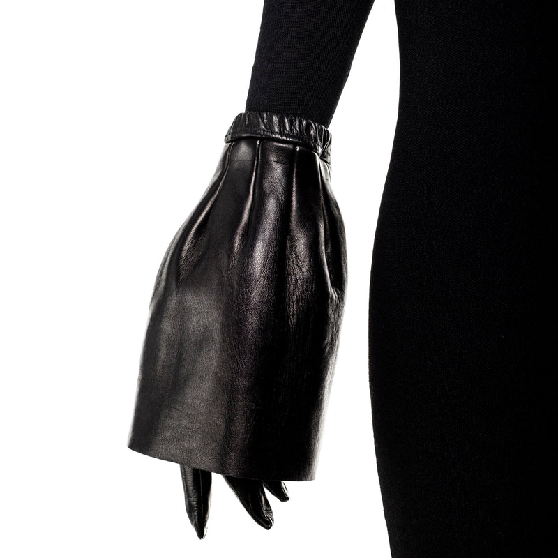Gants en cuir noir classiques pour femmes avec manchette évasée-Molly