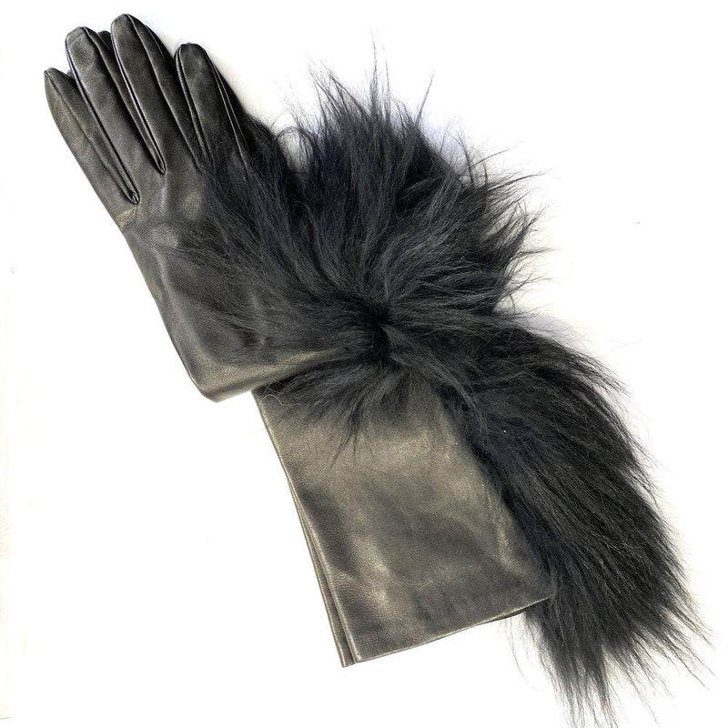 Gants en cuir de fourrure de renard doublés de soie pour femmes - Eva