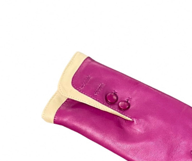 Gants en cuir doublés de fourrure pour femmes avec poignets contrastés-Maya 2