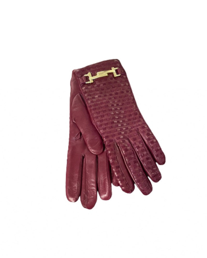 Gants en cuir nappa avec détails tissés pour femmes - Hedi