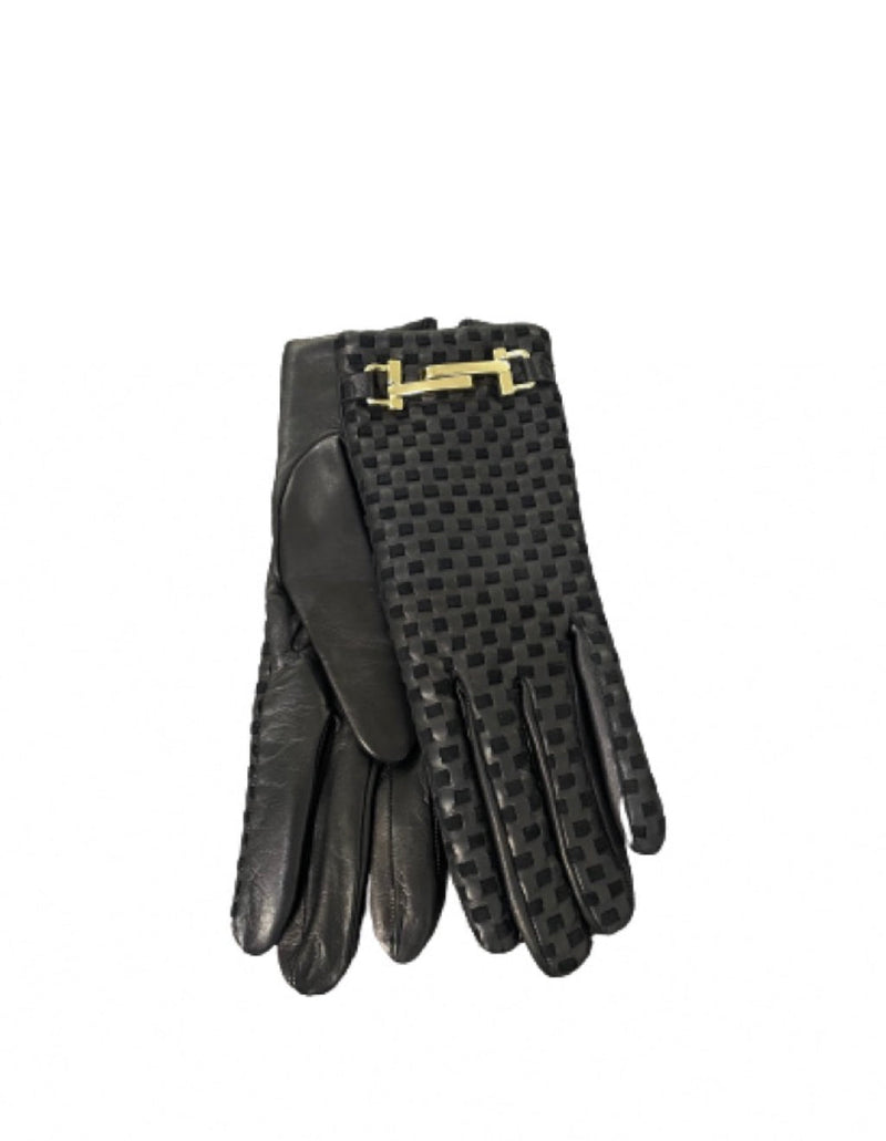 Gants en cuir nappa avec détails tissés pour femmes - Hedi