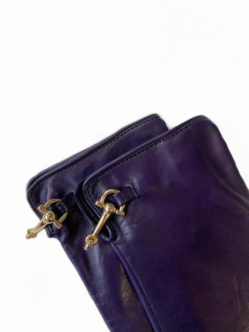 Gants en cuir avec mors de cheval doublés de soie pour femmes - fermoir au dos Isabella