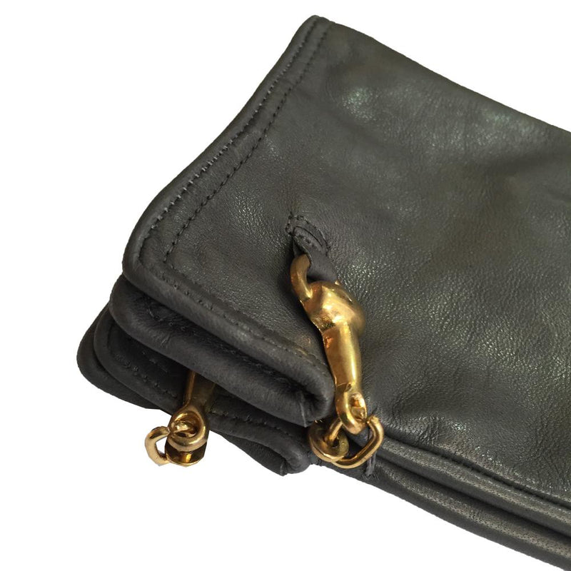Gants en cuir avec mors de cheval doublés de soie pour femmes - fermoir au dos Isabella