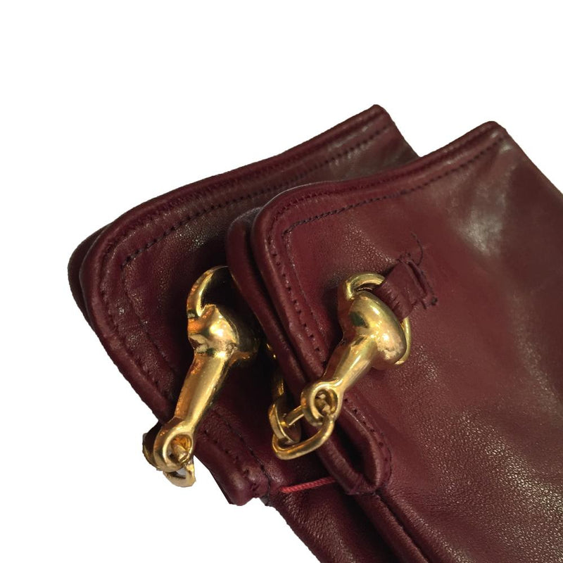 Gants en cuir avec mors de cheval doublés de soie pour femmes - fermoir au dos Isabella