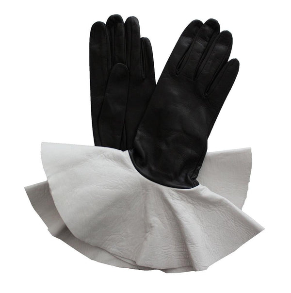 Gants en cuir d'agneau surdimensionnés à poignets contrastés pour femmes - Danielle 4
