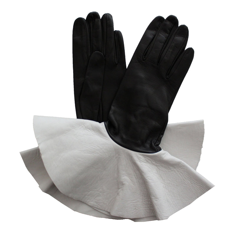 Gants en cuir d'agneau surdimensionnés à poignets contrastés pour femmes - Danielle 4