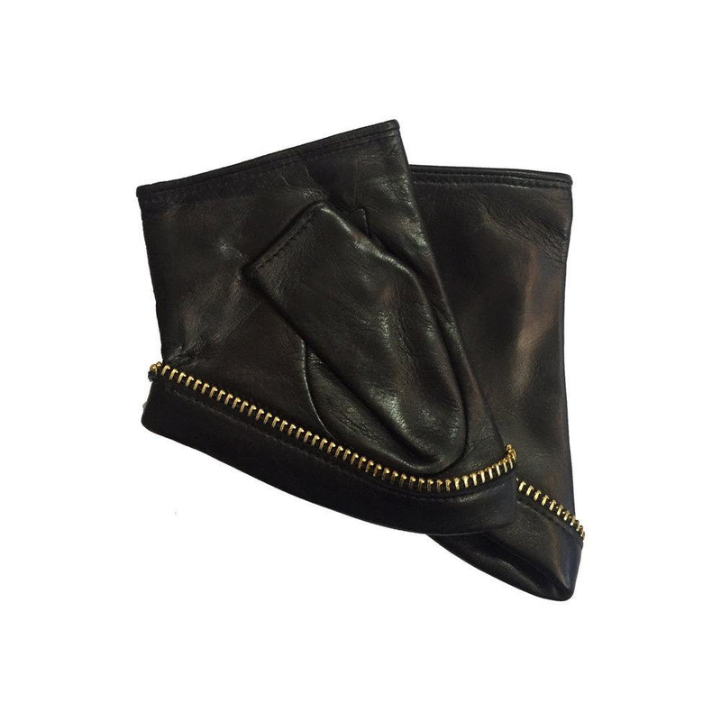 Manchette sans doigts en cuir noir pour femme - Jacqueline
