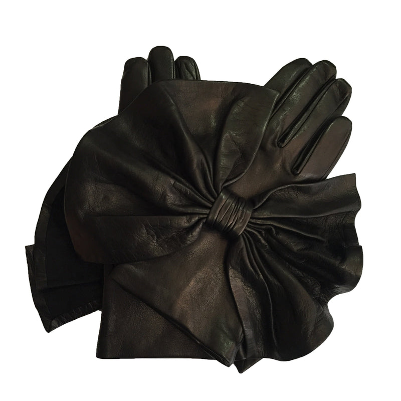Gants en cuir de luxe pour femme avec nœud surdimensionné - Minnie Massive