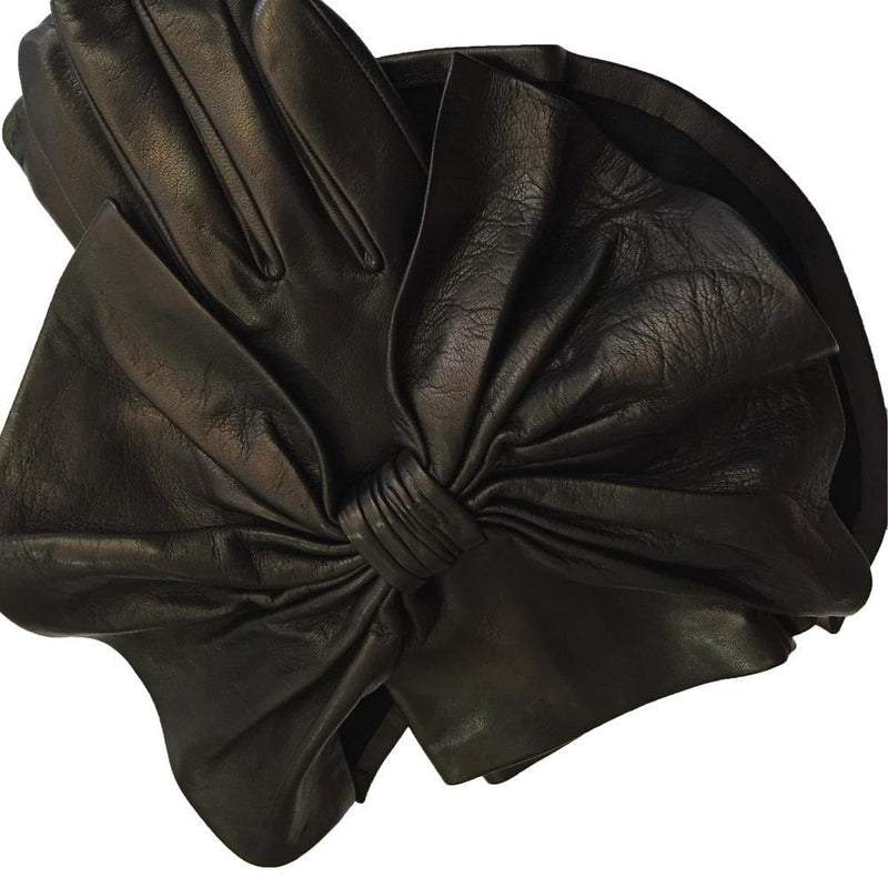 Gants en cuir de luxe pour femme avec nœud surdimensionné - Minnie Massive