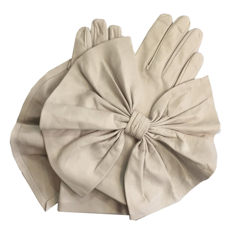 Gants en cuir de luxe pour femme avec nœud surdimensionné - Minnie Massive