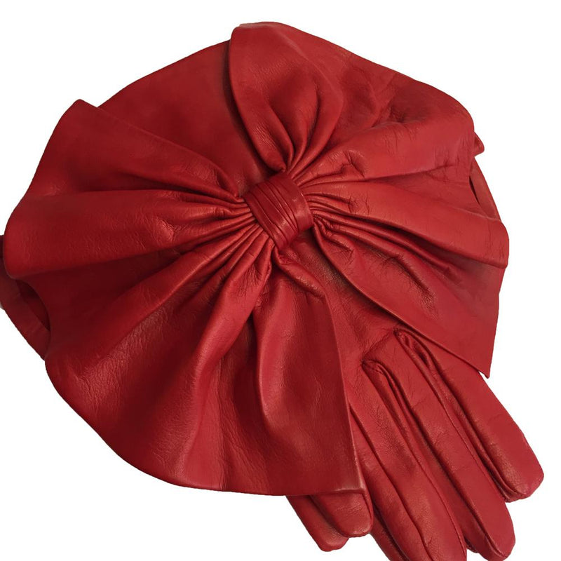 Gants en cuir de luxe pour femme avec nœud surdimensionné - Minnie Massive