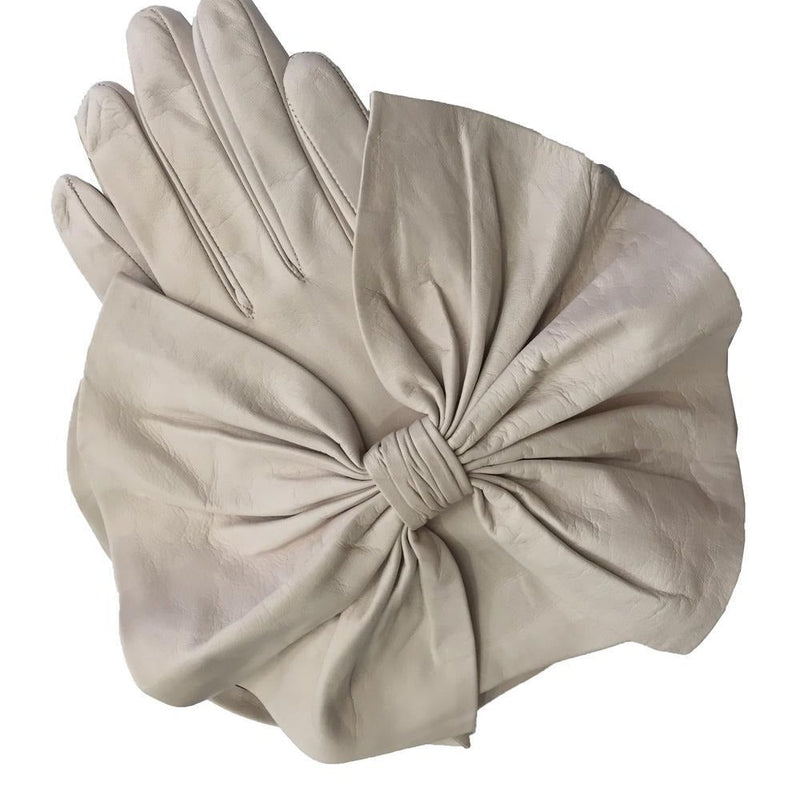 Gants en cuir de luxe pour femme avec nœud surdimensionné - Minnie Massive