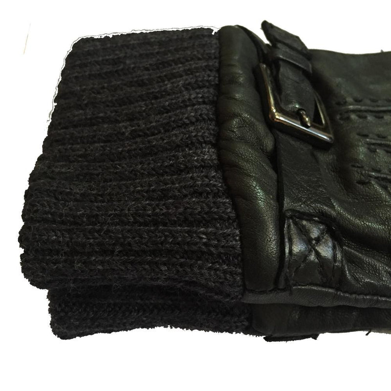 Gants en cuir d'agneau doublés de cachemire faits à la main pour hommes avec poignets en cachemire tricotés-Fergus McF