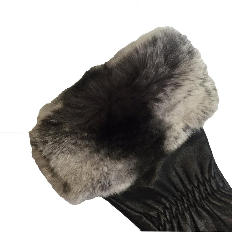 Gants Femme en Cuir Doublés Cachemire avec Poignets en Fourrure de Lapin - Nikita