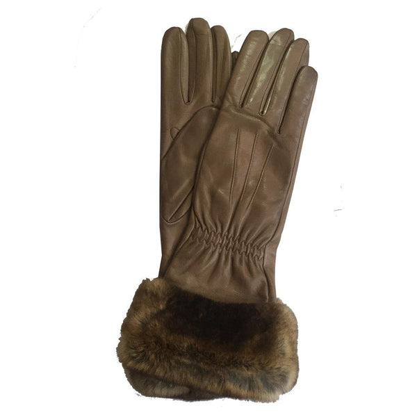 Gants Femme en Cuir Doublés Cachemire avec Poignets en Fourrure de Lapin - Nikita