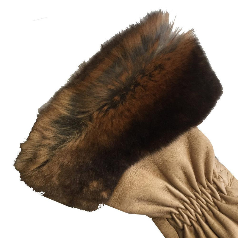 Gants Femme en Cuir Doublés Cachemire avec Poignets en Fourrure de Lapin - Nikita
