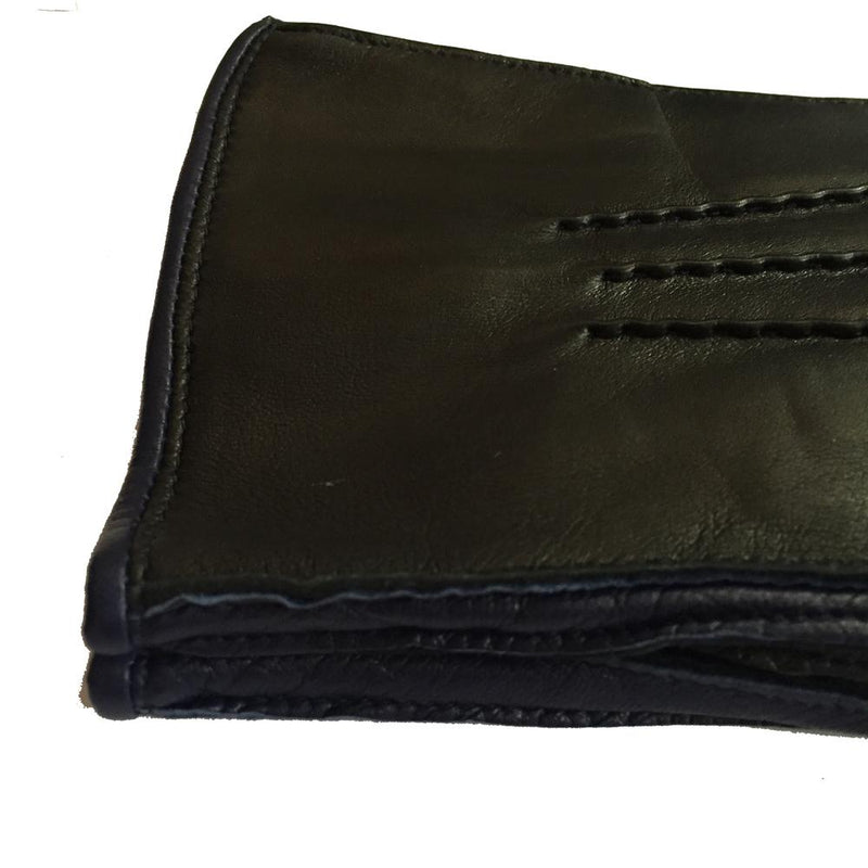 Gants en cuir doublés de cachemire pour hommes avec détails de couleur contrastée-O'Connell
