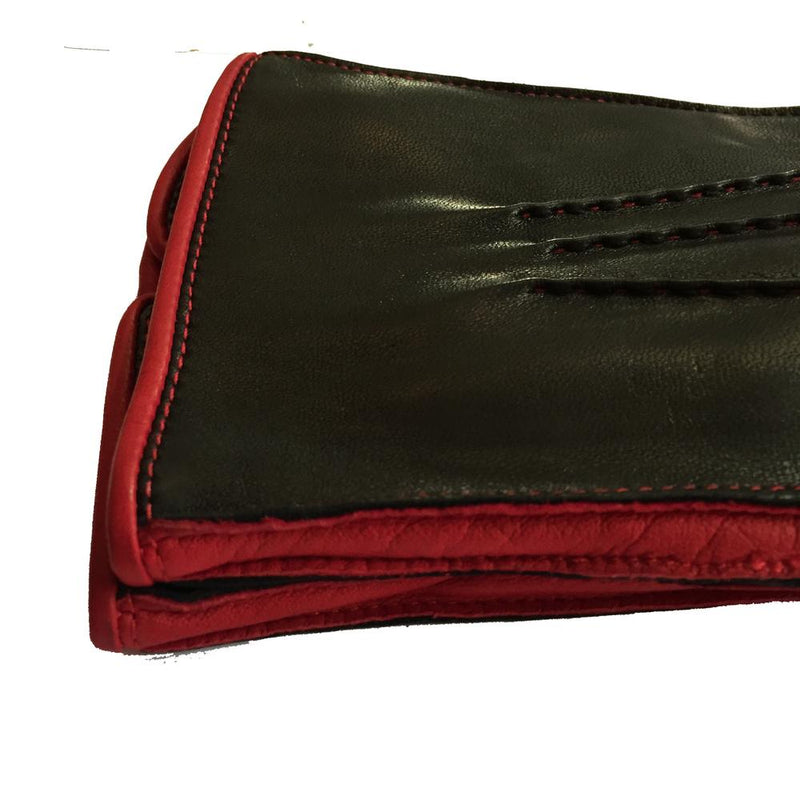 Gants en cuir doublés de cachemire pour hommes avec détails de couleur contrastée-O'Connell